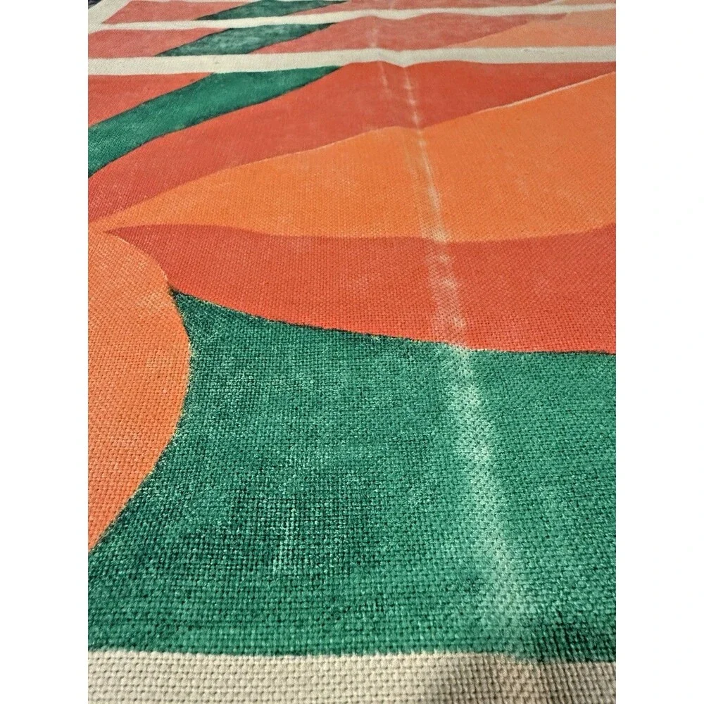 Vintage Woven Tapestry Placemats Set of 5 Abstract Bold Orange Green Retro Deco
